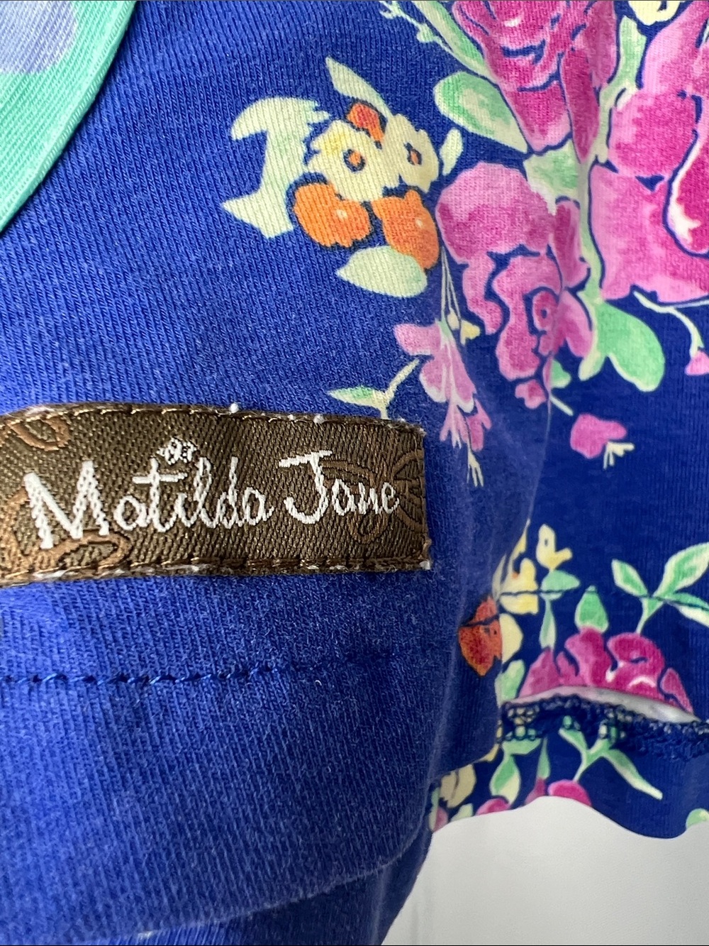 Matilda Jane Monkey in the Middle blue and pink floral knit dress size 3-6 month - Picture 9 of 12